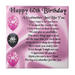 Godmother Poem - 60th Birthday Design Ceramic Tile