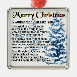 Godmother poem - christmas design metal ornament