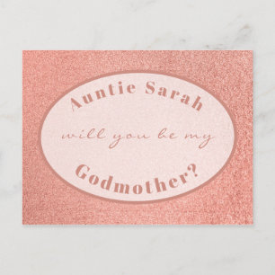 Godmother Proposal Rose Gold White Oval Script Postcard
