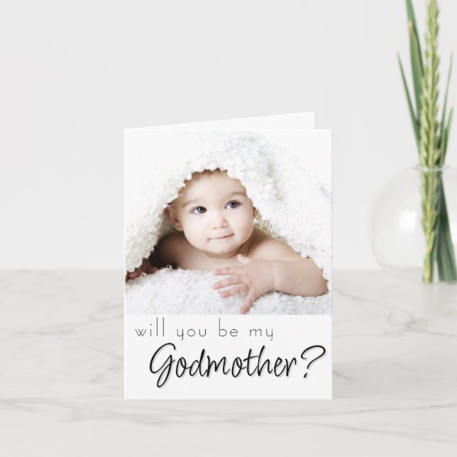 Godmother Proposal | Simple Classic Script 2 Photo Card (Front)