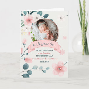 Godmother Request Peach Blossoms with Photo Card