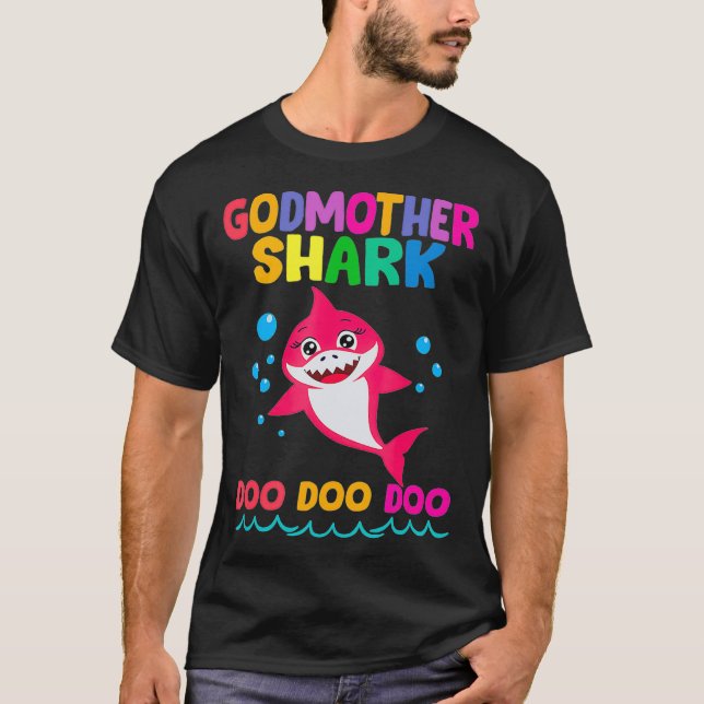 Godmother Shark Gift Cute Baby Shark Funny Baby Mo T-Shirt (Front)