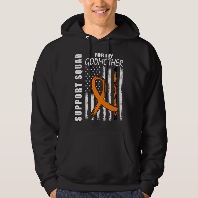 Godmother Support Squad Leukaemia Awareness USA Fl Hoodie (Front)