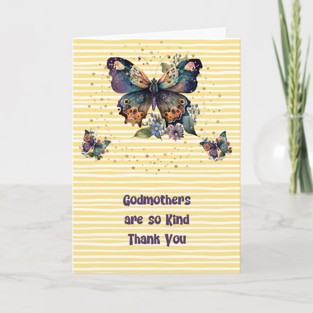 Godmother Thank You Card with Butterflies (Front)