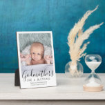 Godmother Thank You Christening or Baptism Photo Plaque<br><div class="desc">A thoughtful way to thank your baby's godmother is to give her a stylish photo gift of her godchild that she can save as a keepsake. The picture and wording on this template are simple to personalise, including quote that reads "Godmothers are a blessing, thank you for being mine." This...</div>