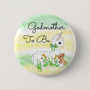 Godmother To Be Llama with Teddy Bear 6 Cm Round Badge