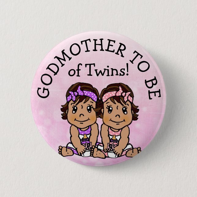 Godmother to be of Twins, Hispanic Baby Shower 6 Cm Round Badge (Front)
