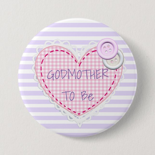 Godmother To Be Quilted Heart Baby Shower Button (Front)