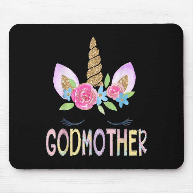 Godmother Unicorn Floral Birthday Girl Family Matc Mouse Pad (Front)