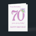 Godmother's 70th Birthday Lavender and  Roses Card<br><div class="desc">A chic 70th Birthday Card for your godmother with a vintage look. The front cover message is, 'To my Godmother 70 years young today! HAPPY BIRTHDAY', There is a spray of scented summer flowers, Albertine Rose, Lavender and Mock Orange (Philadelphus), at the top of the number '0' that tones with...</div>