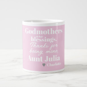 Godmothers Are Blessings Modern Typography Pink Large Coffee Mug