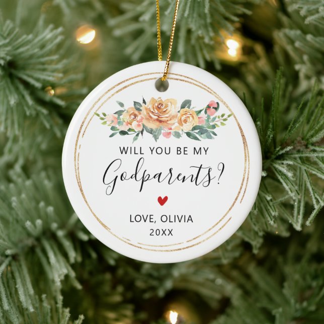 Godparent Gifts | Will You Be My Godparents Ceramic Ornament (Tree)