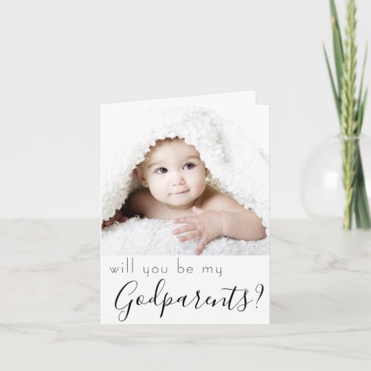 Godparent Proposal | Simple Classic Script Photo Card
