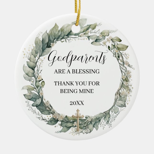 Godparents Keepsake Gift Ceramic Ornament (Front)