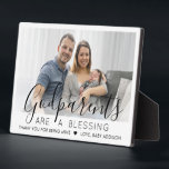 Godparents Thank You Baptism or Christening Photo Plaque<br><div class="desc">A thoughtful way to thank your baby's godparents is to give them a stylish photo gift of their godchild that they can save as a keepsake. All pictures and wording are simple to personalise, including quote that reads "Godparents are a blessing, thank you for being mine." (IMAGE PLACEMENT TIP: An...</div>