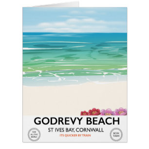 Godrevy Beach St Ives Bay, Cornwall travel poster