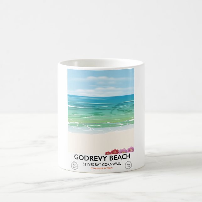 Godrevy Beach St Ives Bay, Cornwall travel poster Coffee Mug (Center)