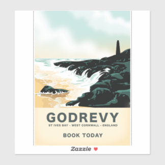 Godrevy St Ives Bay, west Cornwall Travel poster