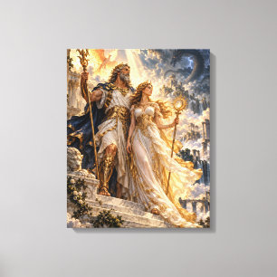 Gods Above the Stormy Temple – Greek Mythology Canvas Print