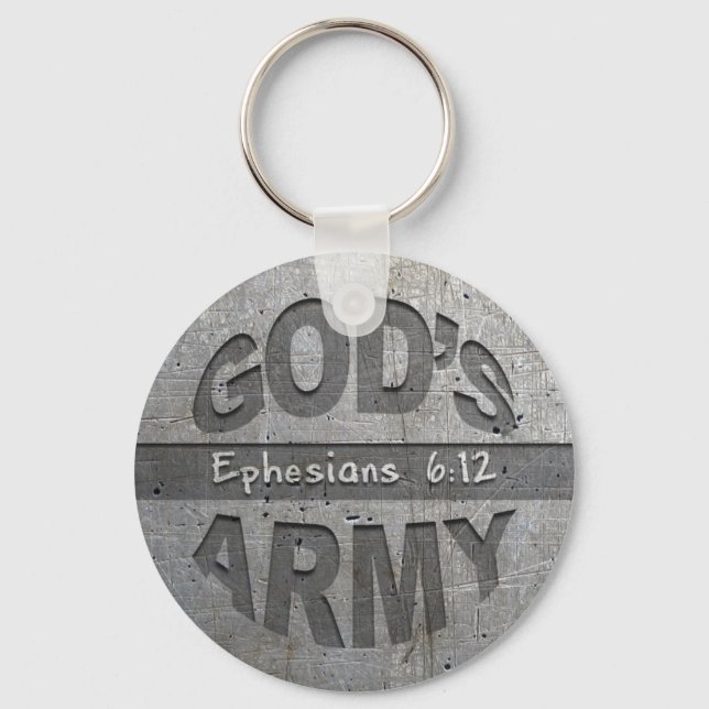 God's Army - Ephesians 6:12 Bible Verse Metal Grey Key Ring (Front)