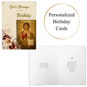 God's Blessings Birthday Orthodox Icon Christ Card