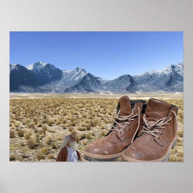Gods Boots found in desert. Poster (Front)