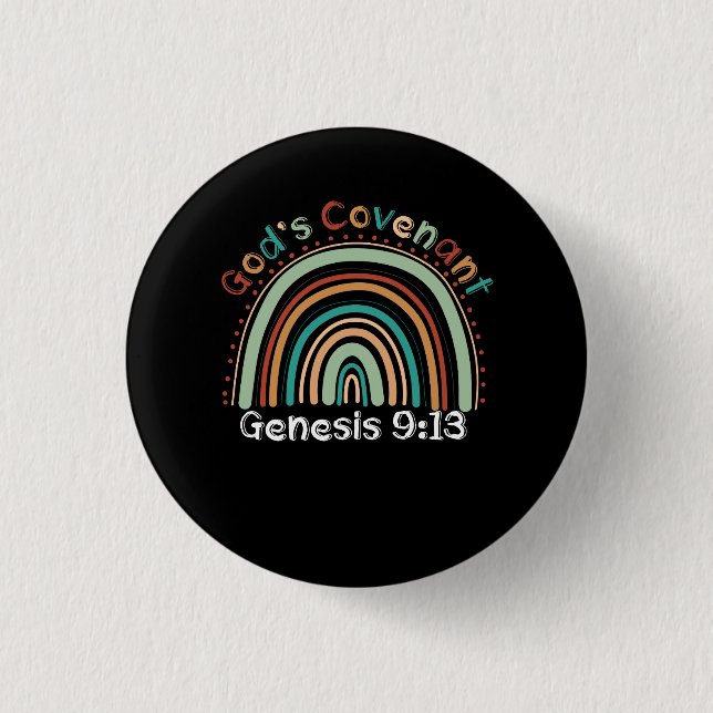 Gods Covenant Boho Rainbow Genesis 9 13 Christian  3 Cm Round Badge (Front)
