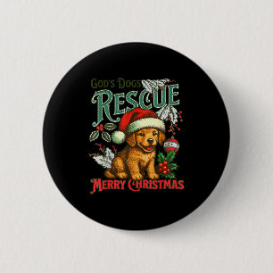 Gods Dogs Rescue Christmas Santa Golden Retriever 6 Cm Round Badge