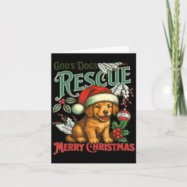 God's Dogs Rescue Christmas Santa Golden Retriever Card (Front)