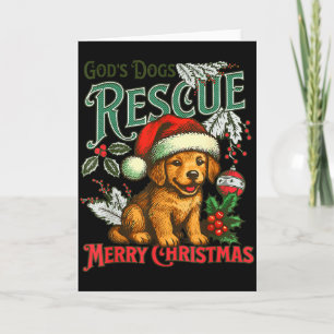 Gods Dogs Rescue Christmas Santa Golden Retriever  Card
