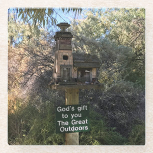 God's Gift, Great Outdoors, Funny Sign Glass Coaster