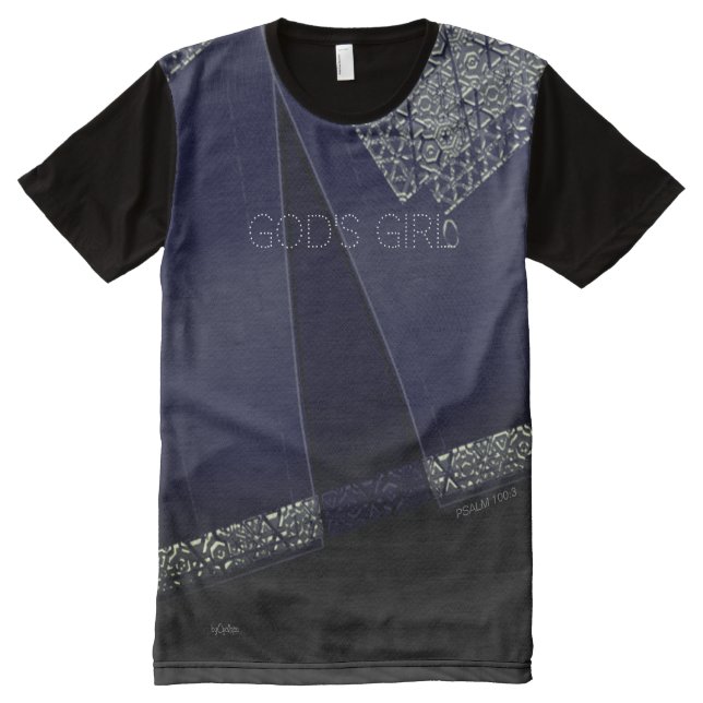 God's Girl Midnight Blue Rapture Bejeweled Pattern All-Over Print T-Shirt (Front)