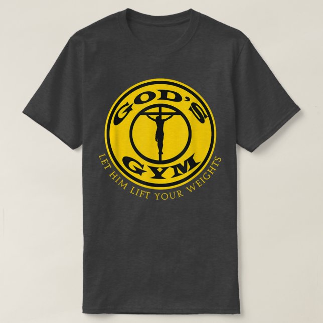 GODS GYM RELIGION T SHIRT Christ Jesus Church Tee (Design Front)