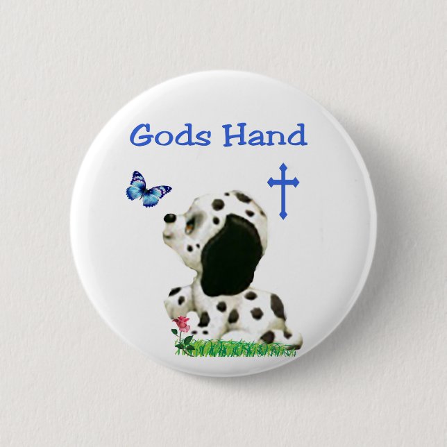 Gods hand 6 cm round badge (Front)