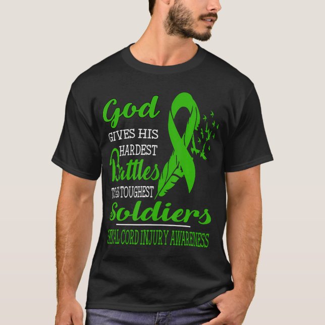 God'S Hardest Soldiers- Spinal Cord Injury Awarene T-Shirt (Front)