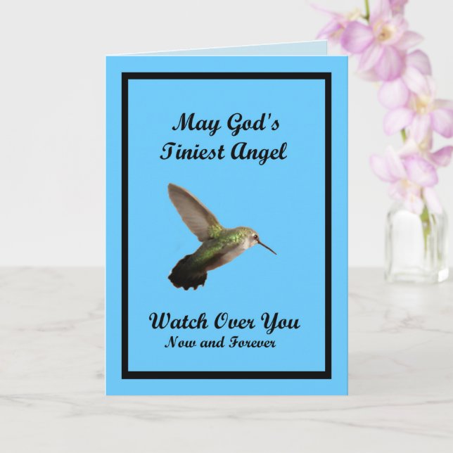 God's Hummingbird Angel  -Blank Inside Card (Orchid)