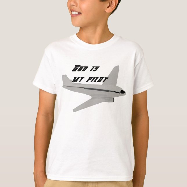 God's Is My Pilot (grey aeroplane) T-Shirt (Front)