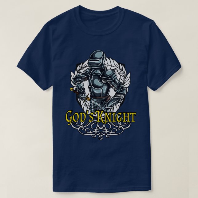Gods Knight Religious Christian Bible Belief Faith T-Shirt (Design Front)