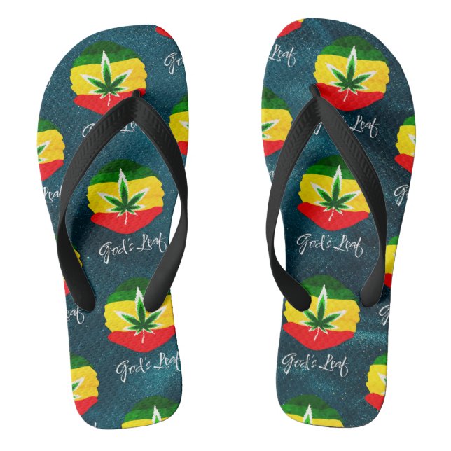 God's Leaf - Deluxe  Dark Blue Edition Thongs (Footbed)