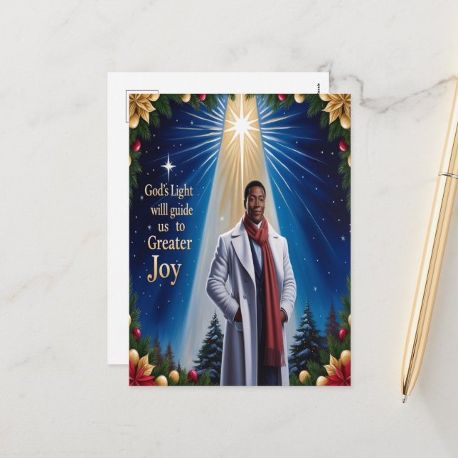 God's Light Religious Christmas Postcard (Front/Back In Situ)