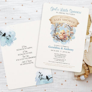 God's Little Sparrow Baby Shower Invitation