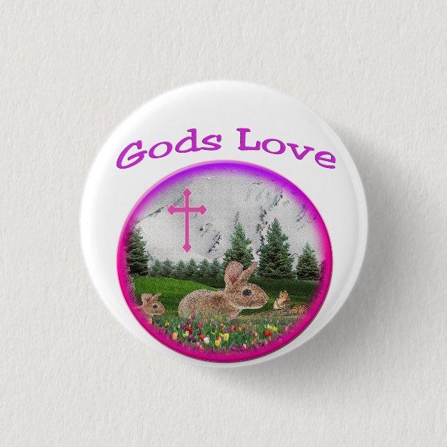 gods Love 3 Cm Round Badge (Front)