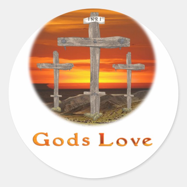 Gods Love Classic Round Sticker (Front)
