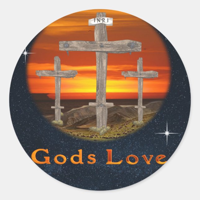 Gods Love Classic Round Sticker (Front)