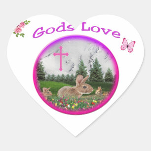 gods Love Heart Sticker
