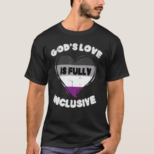 Gods Love Is Fully Inclusive Asexual Heart Ace Pri T-Shirt (Front)