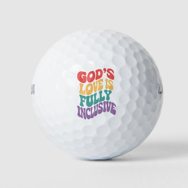 God's Love is Fully Inclusive Christian Jesus LGBt Golf Balls (Front)