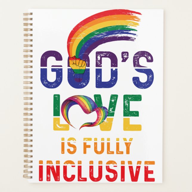 God's Love Is Fully Inclusive LGBTQ Ally Gay Pride Planner (Front)