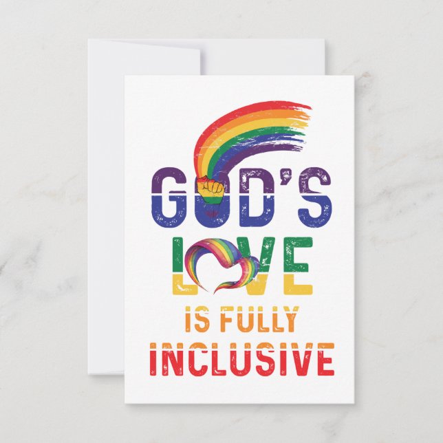 God's Love Is Fully Inclusive LGBTQ Ally Gay Pride Thank You Card (Front)