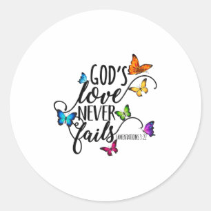 God's Love Never Fails - Butterfly Art - Religious Classic Round Sticker